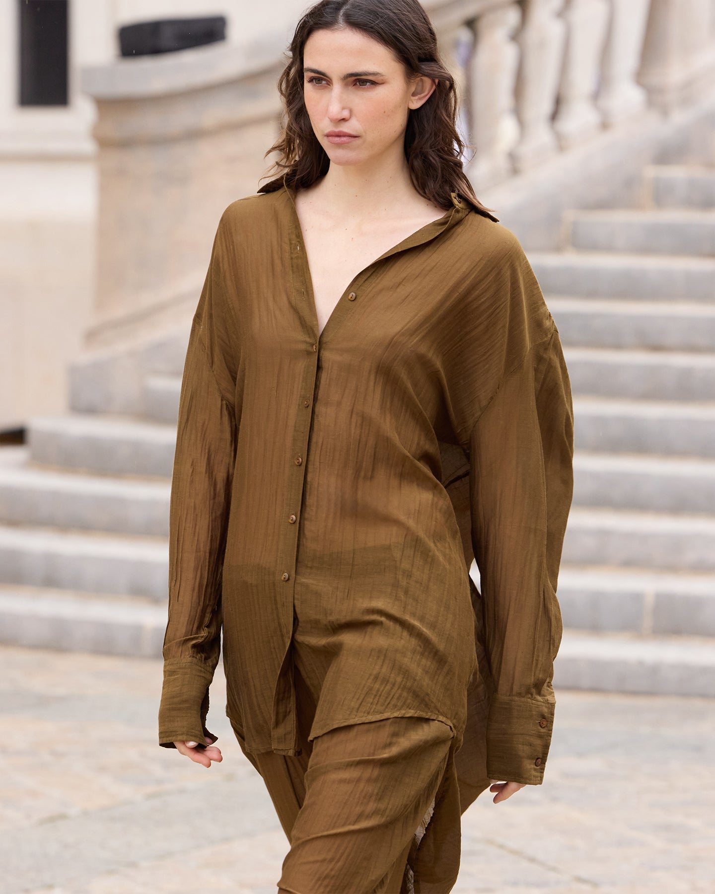 Chemise Lao - Kaki