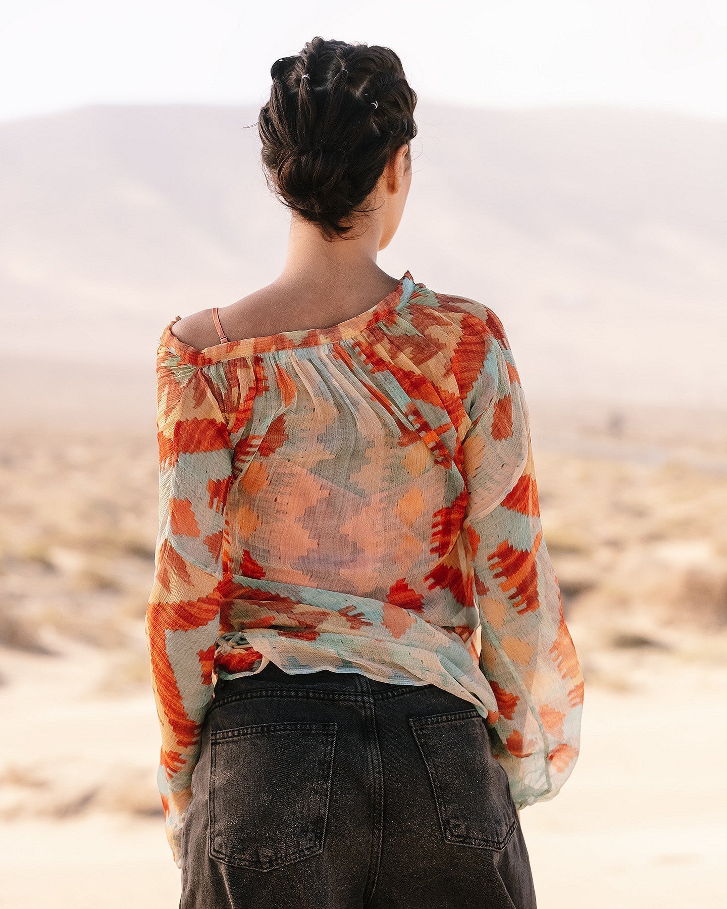 Blouse Tubane Bleu / Orange | Mes Demoiselles Paris