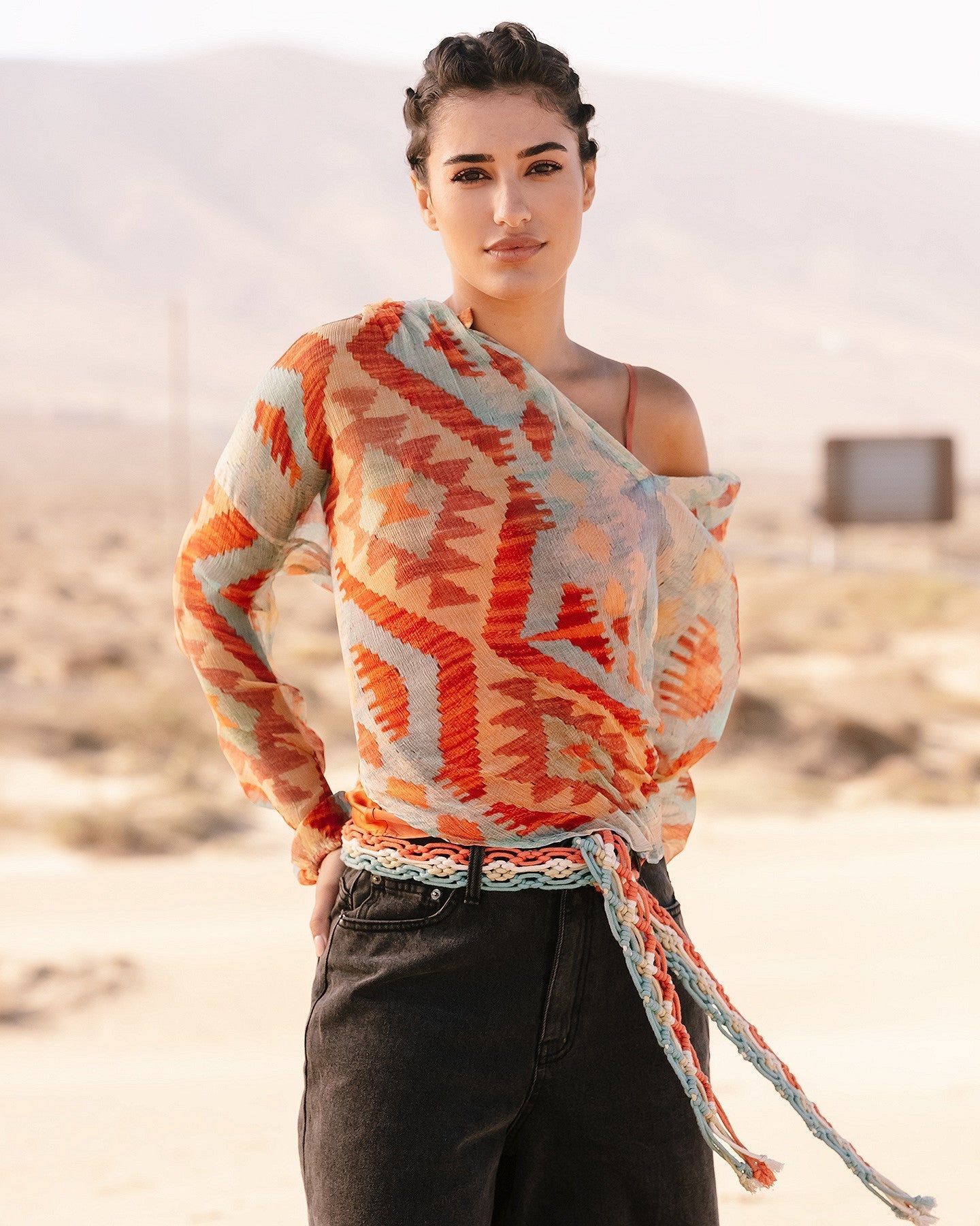 Blouse Tubane Bleu / Orange | Mes Demoiselles Paris