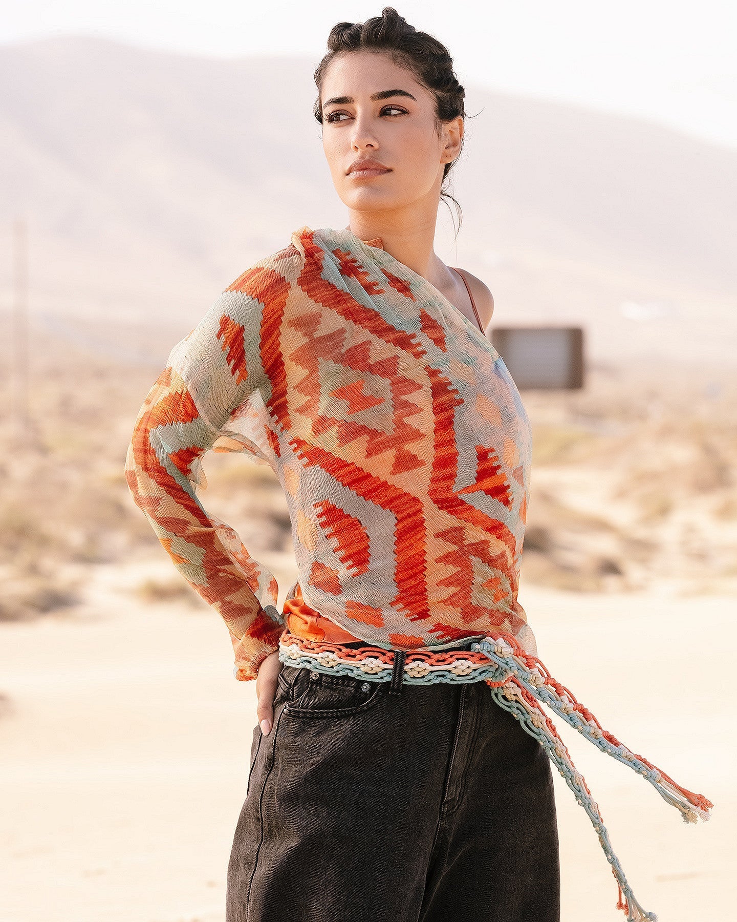 Blouse Tubane Bleu / Orange | Mes Demoiselles Paris