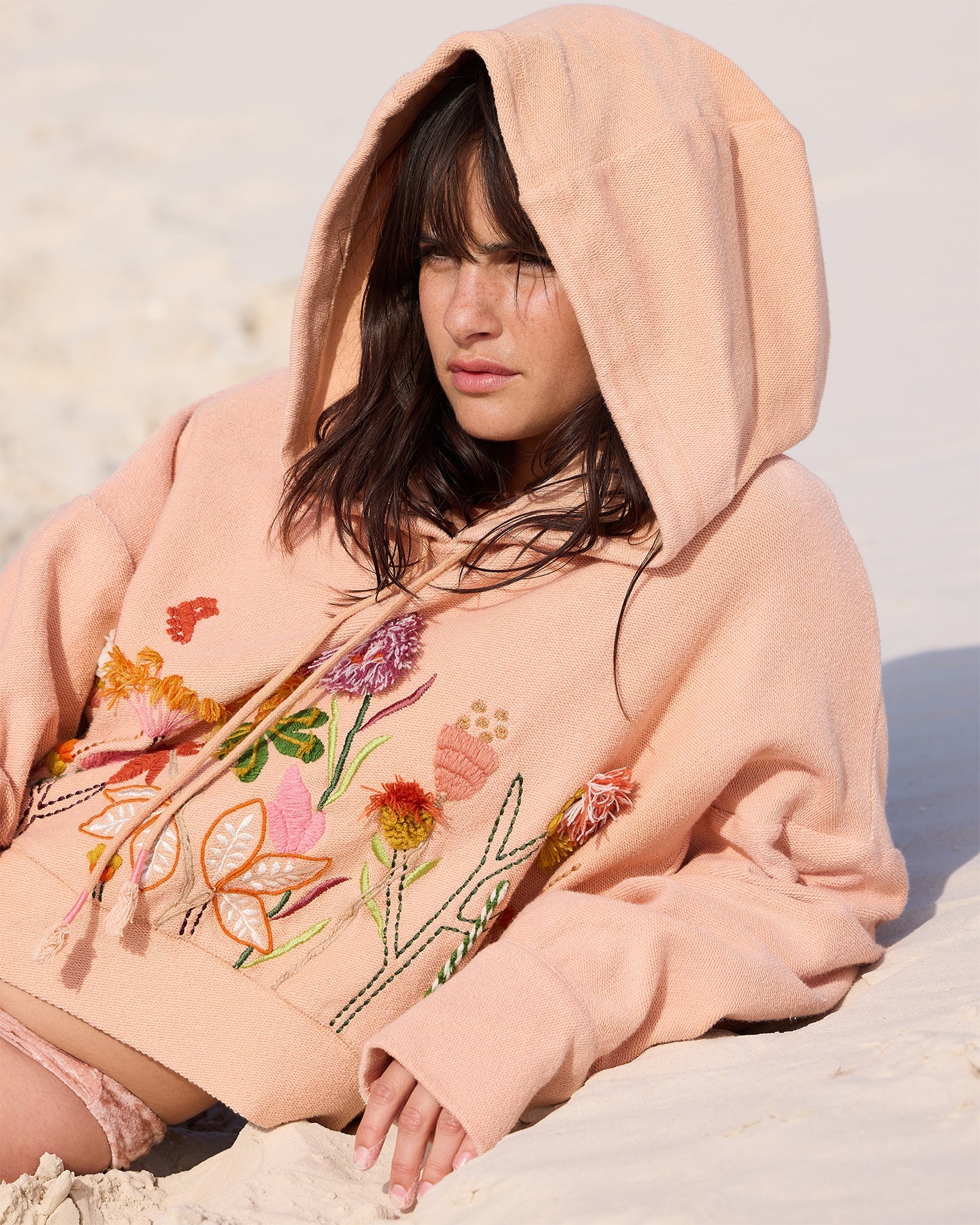 Sweatshirt À Capuche Calpe - Rose Poudré