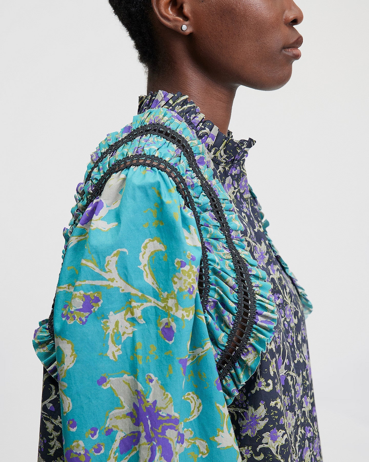 LA CHEMISE POM TURQUOISE NOIR | MES DEMOISELLES PARIS