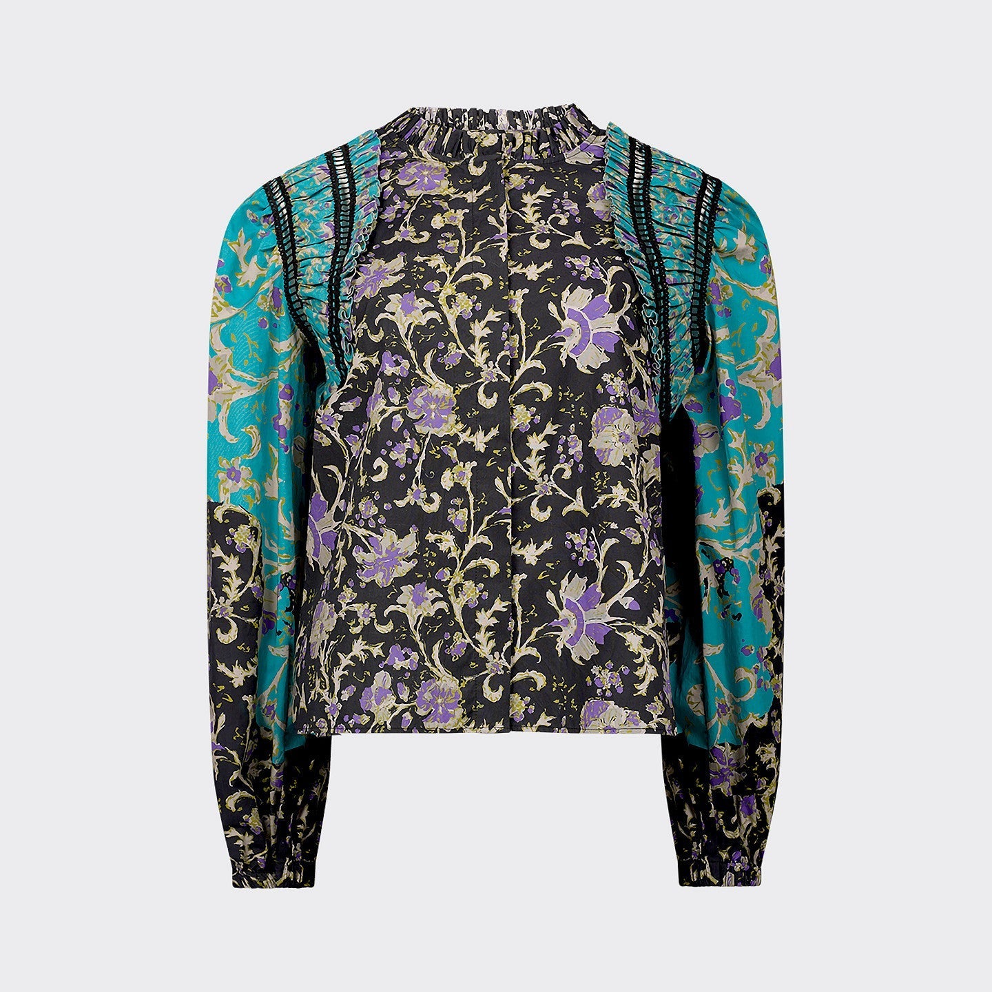 LA CHEMISE POM TURQUOISE NOIR | MES DEMOISELLES PARIS