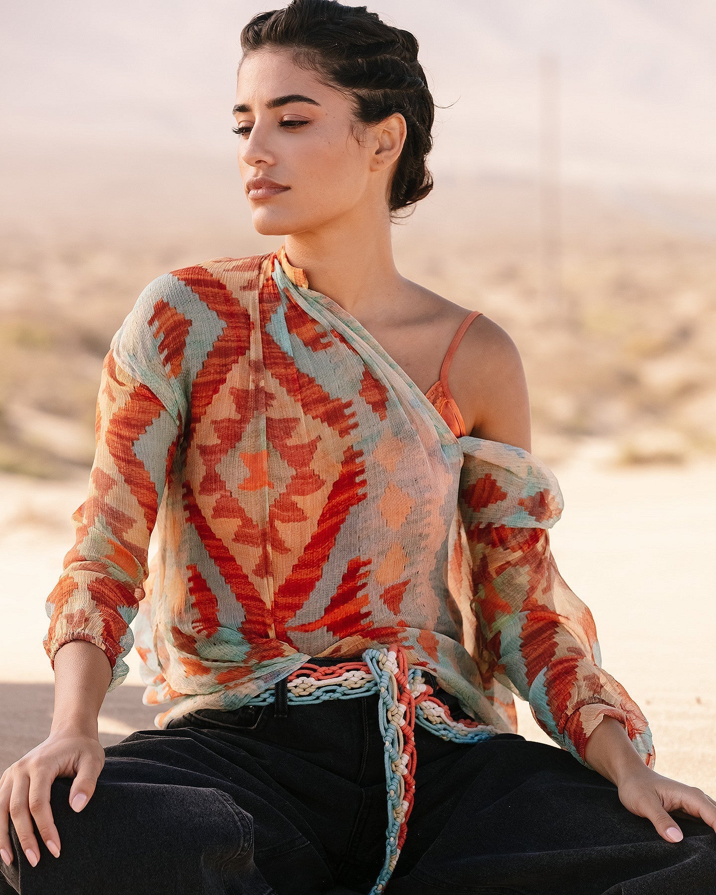 Blouse Tubane  Bleu / Orange | Mes Demoiselles Paris