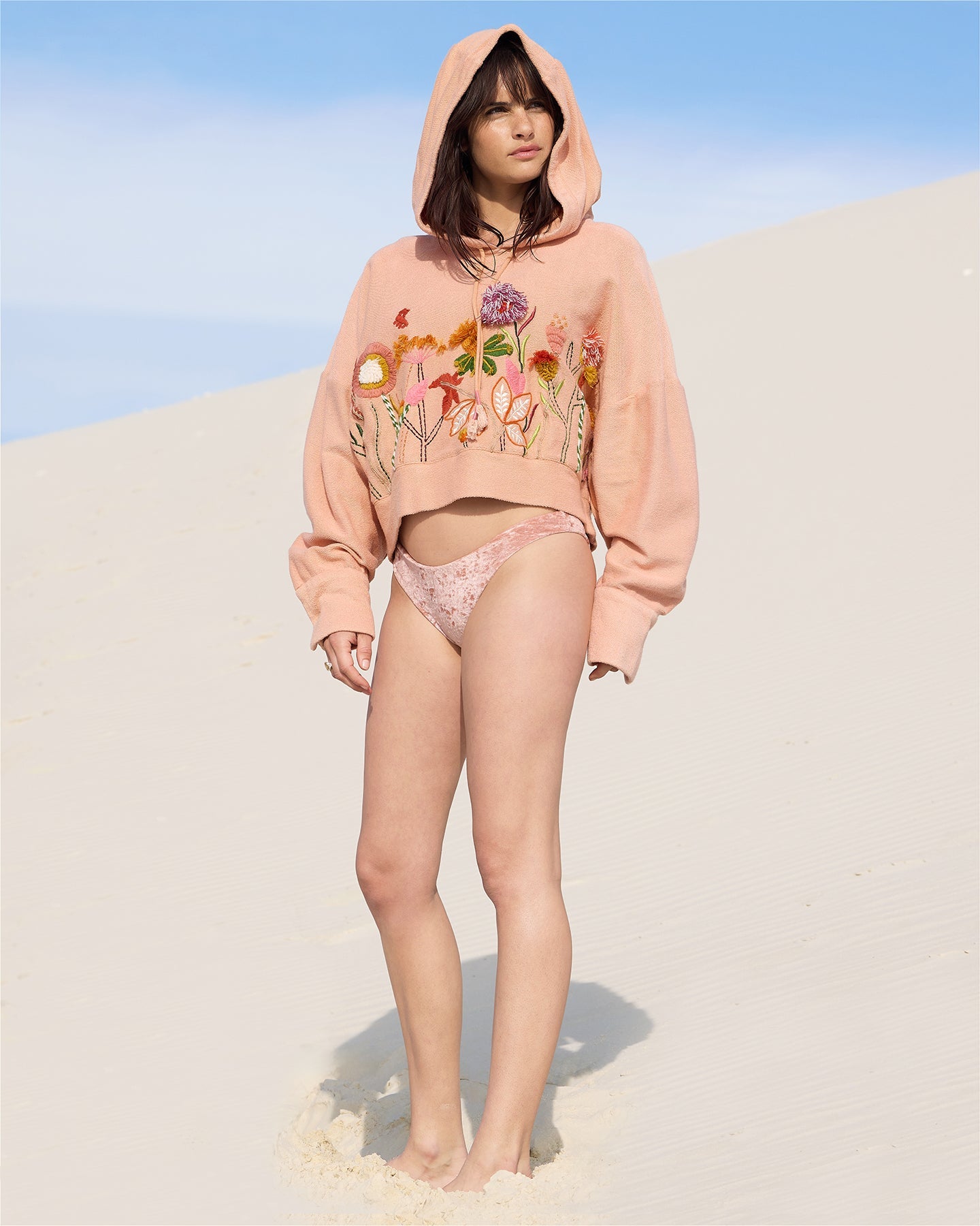 Sweatshirt À Capuche Calpe - Rose Poudré