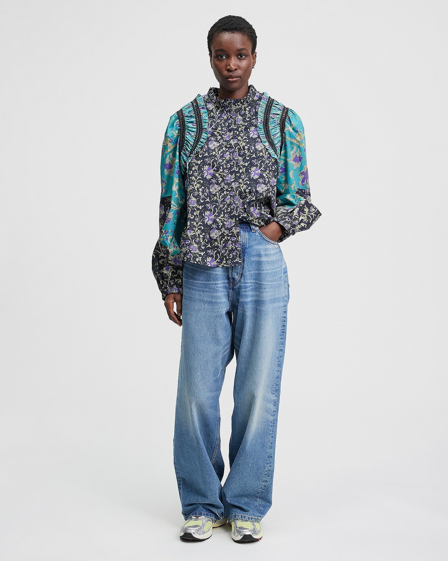 LA CHEMISE POM TURQUOISE NOIR | MES DEMOISELLES PARIS