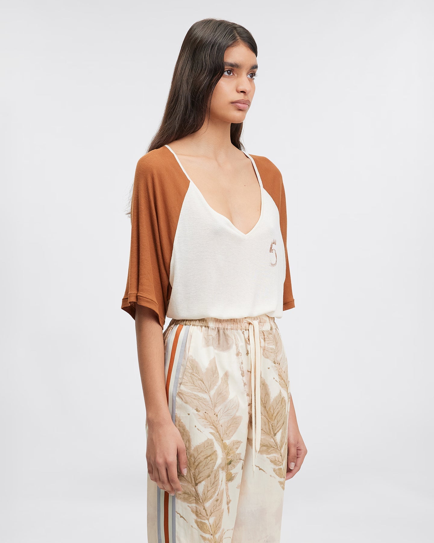 T-Shirt En Tricoté Jingle - Blanc Cassé/Noisette